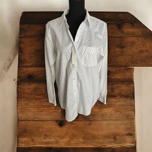 L.L. Bean Women’s White and Navy Polka Dot Shirt